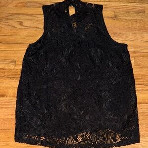 Chic Black Lace Sleeveless Blouse